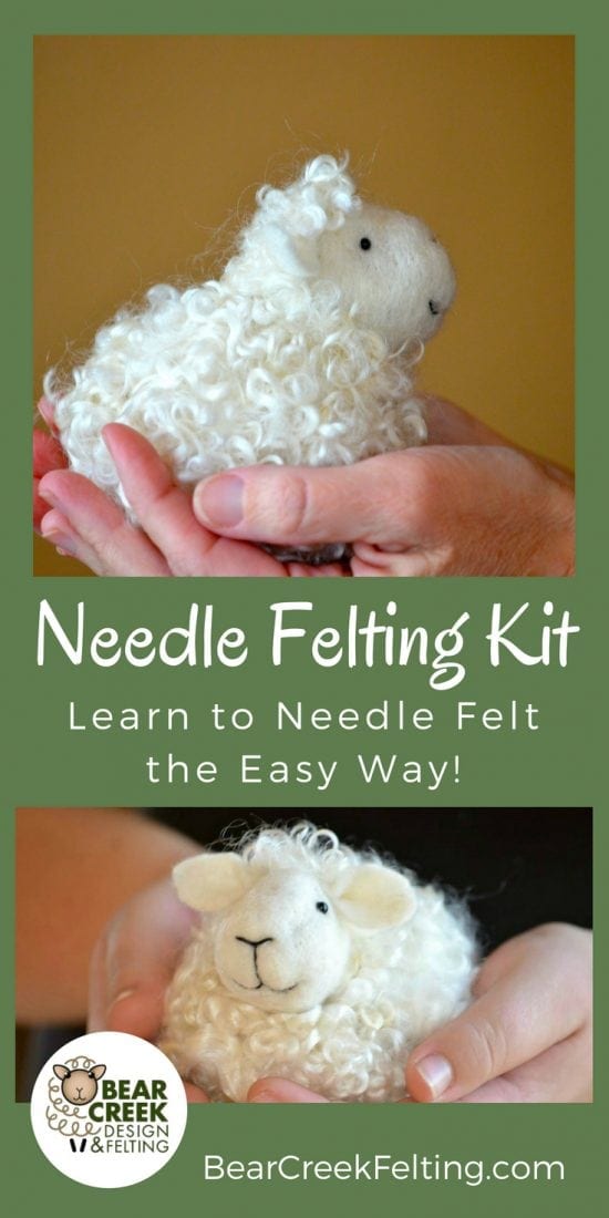 DIY Needle Felting Kit. Learn how to needle felt a sheep. This super easy kit is perfect for beginners and comes with all the supplies you will need to complete this sheep craft plus instructions and pictures of each step.