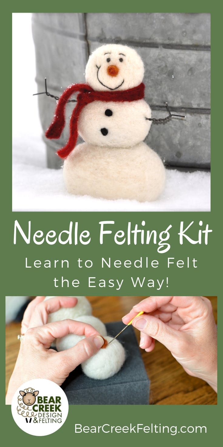 Snowman Needle Felting Kit (Super Easy Beginner) - Bear Creek Felting