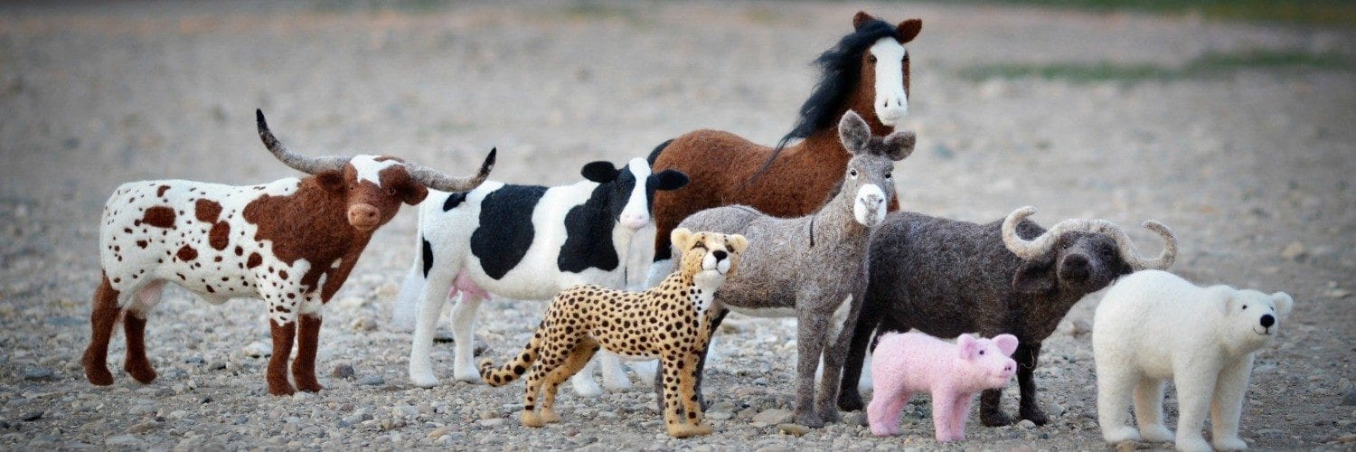 Needle Felted Cow wearing scarf - Needle Felting Kits