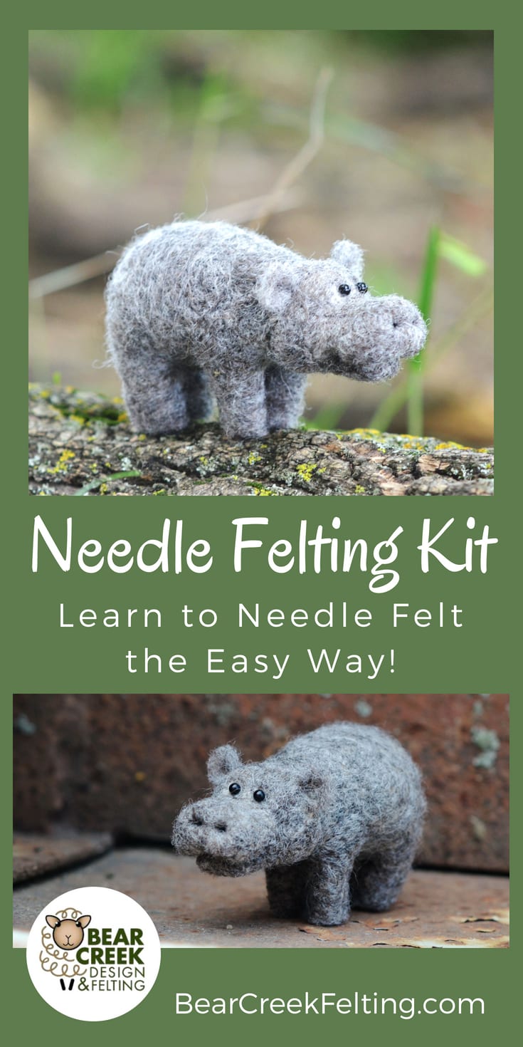 Hippo Needle Felting Kit a DIY craft for beginners in Needle Felting