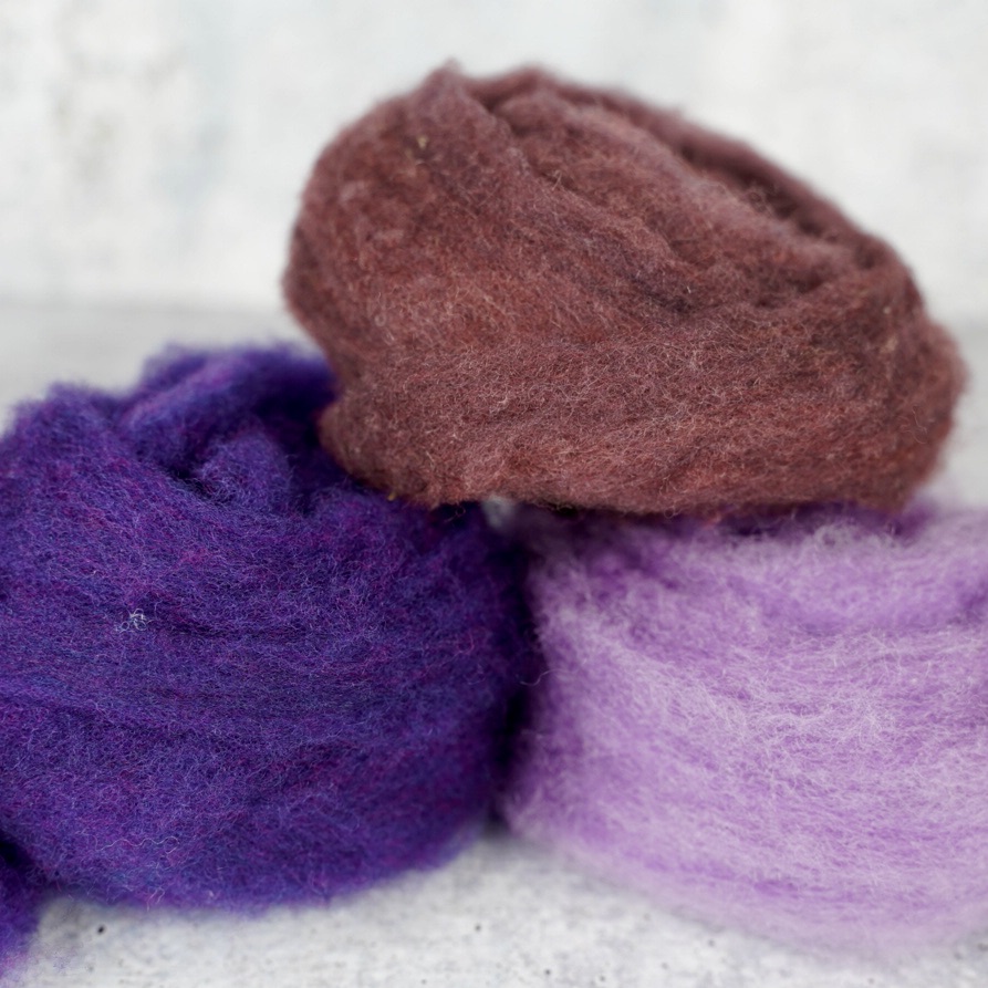 Purple Colors of Wool for Needle Felting | .5 ounce