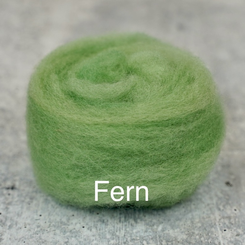 Green Colors of Wool for Needle Felting