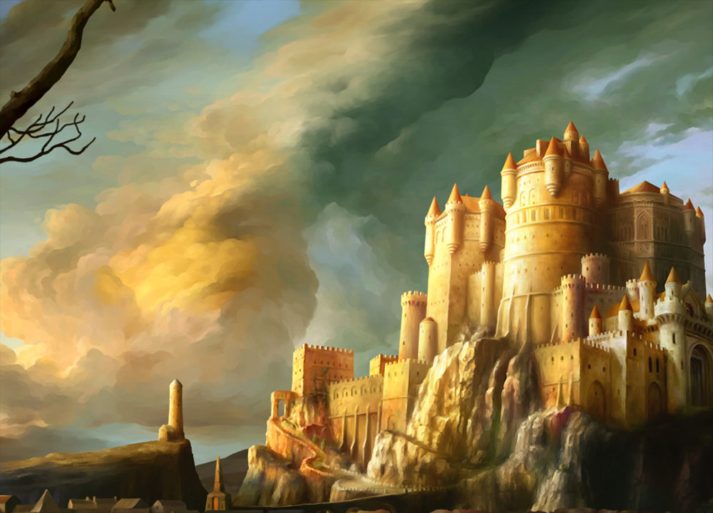 Рпг замок. Крепость фэнтези. Замок фэнтези. Средневековый замок фэнтези. Замок драконов.