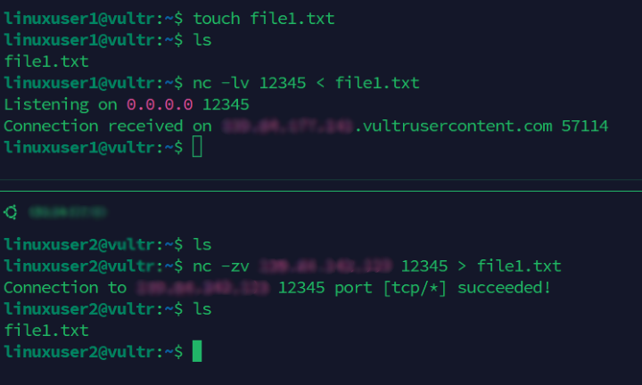 Transfer files using the nc command in Linux