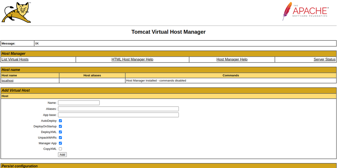 Tomcat Host Manager