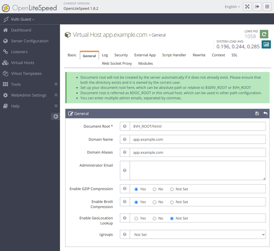 Set Virtual Host Configuration