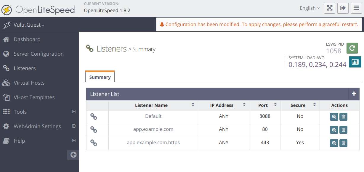 Final Listeners Configuration