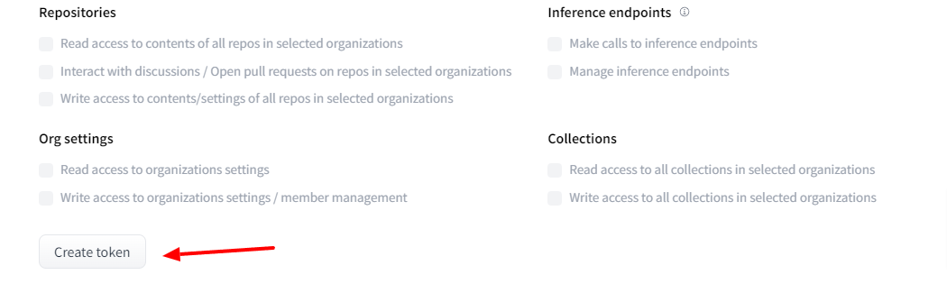 Create a new Huggingface Authorization Token