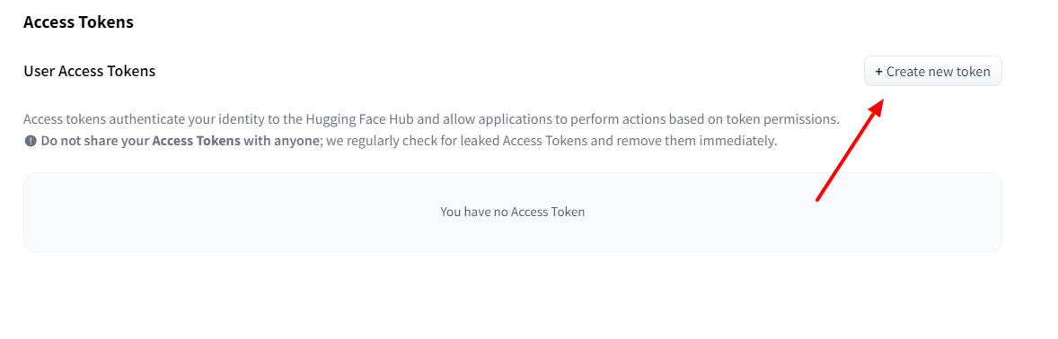 Create a new Huggingface Authorization Token