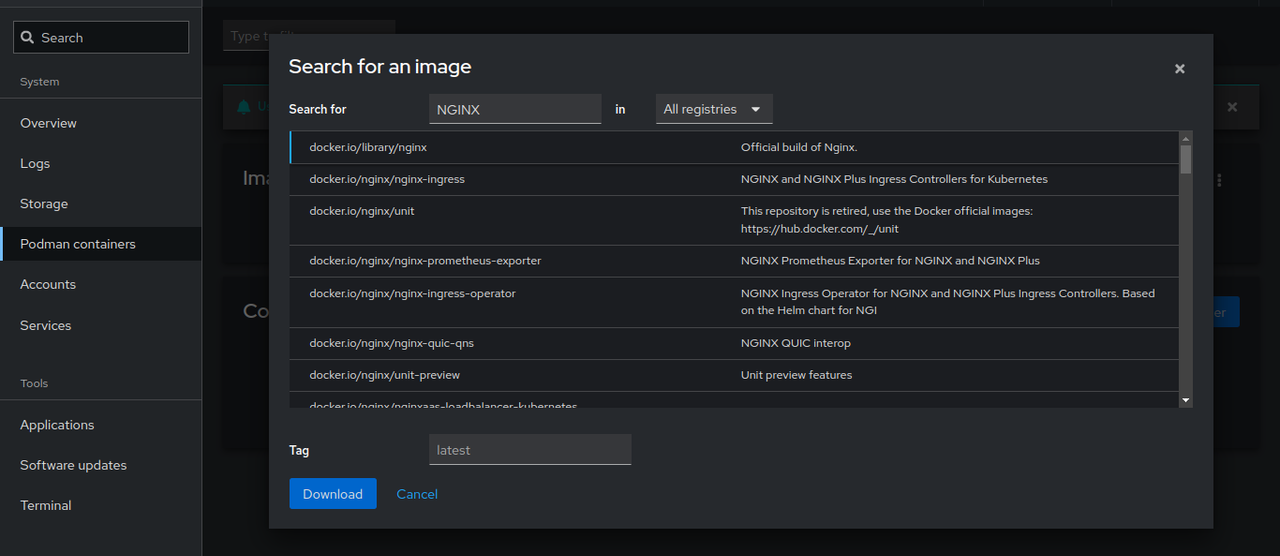 Image selection in Podman