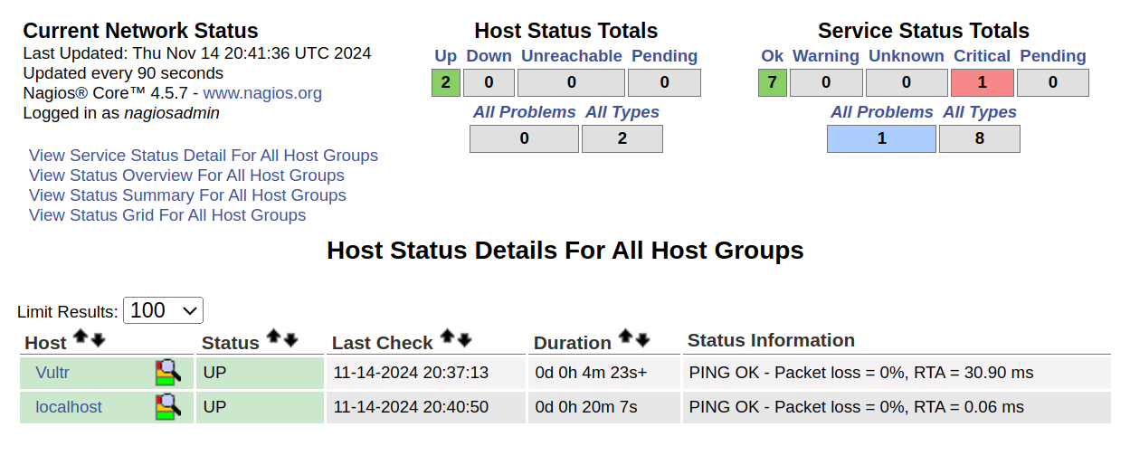 Access remote hosts in the Nagios dashboard