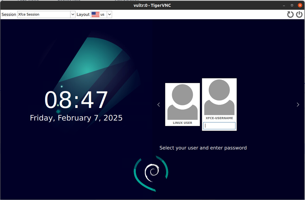 TigerVNC Login