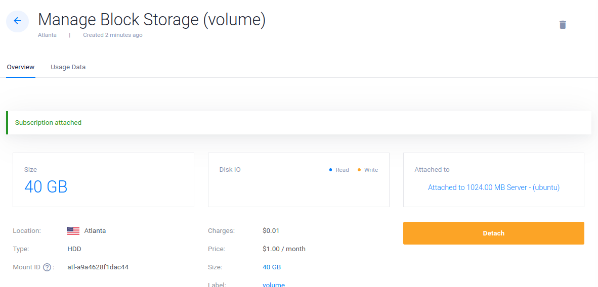 View attached block storage