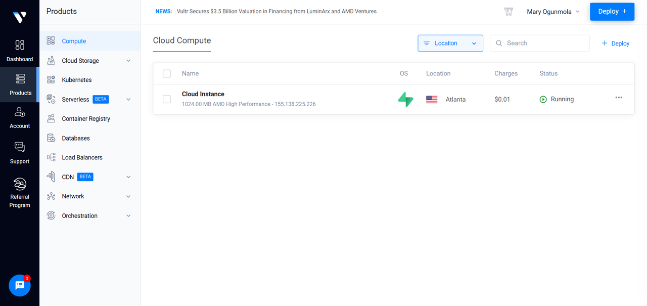 View Deployed Instance