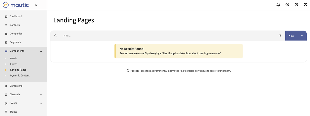 Navigate to the Components Landing Pages