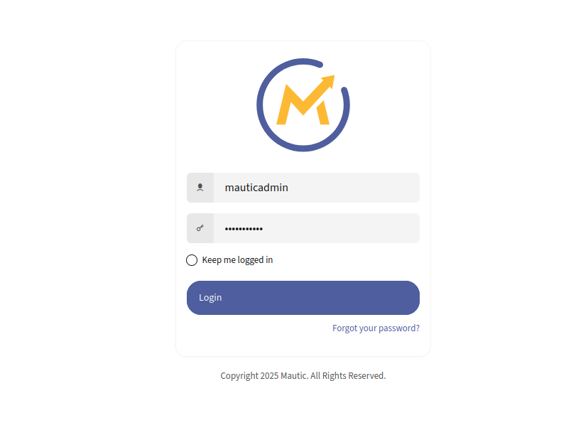 Mautic login page