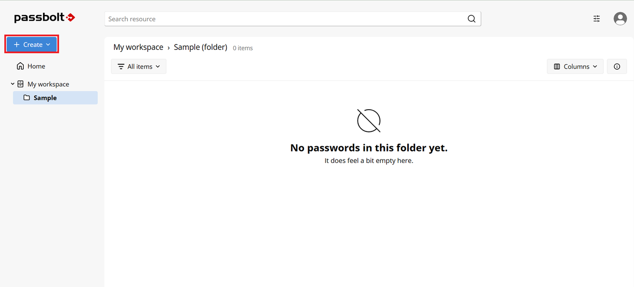 Passbolt Create Resource in Folder