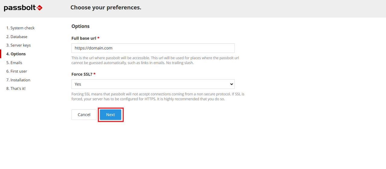 Passbolt Base URL Configuration