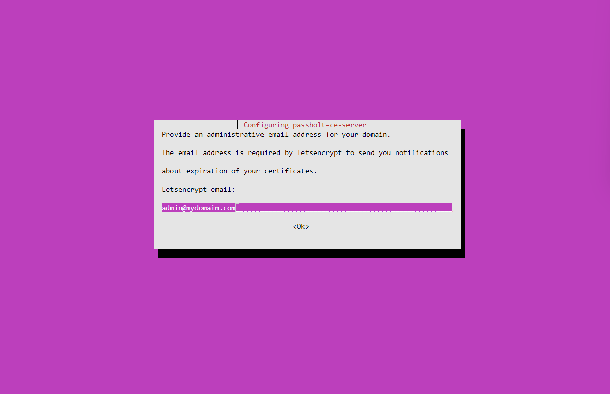 Lets Encrypt Administrator email