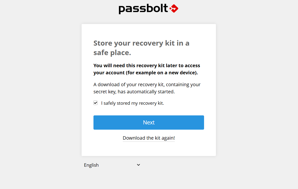 Passbolt Recovery Kit Confirmation