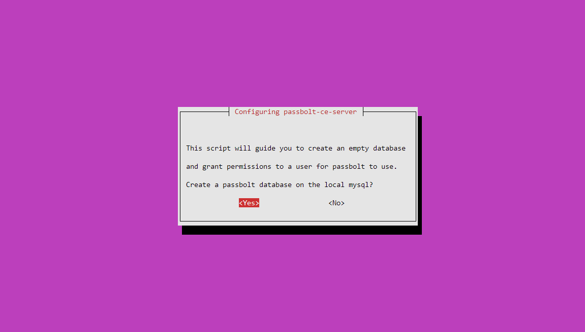 Create Passbolt Database