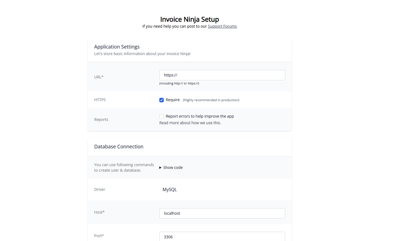 Invoice Ninja Page