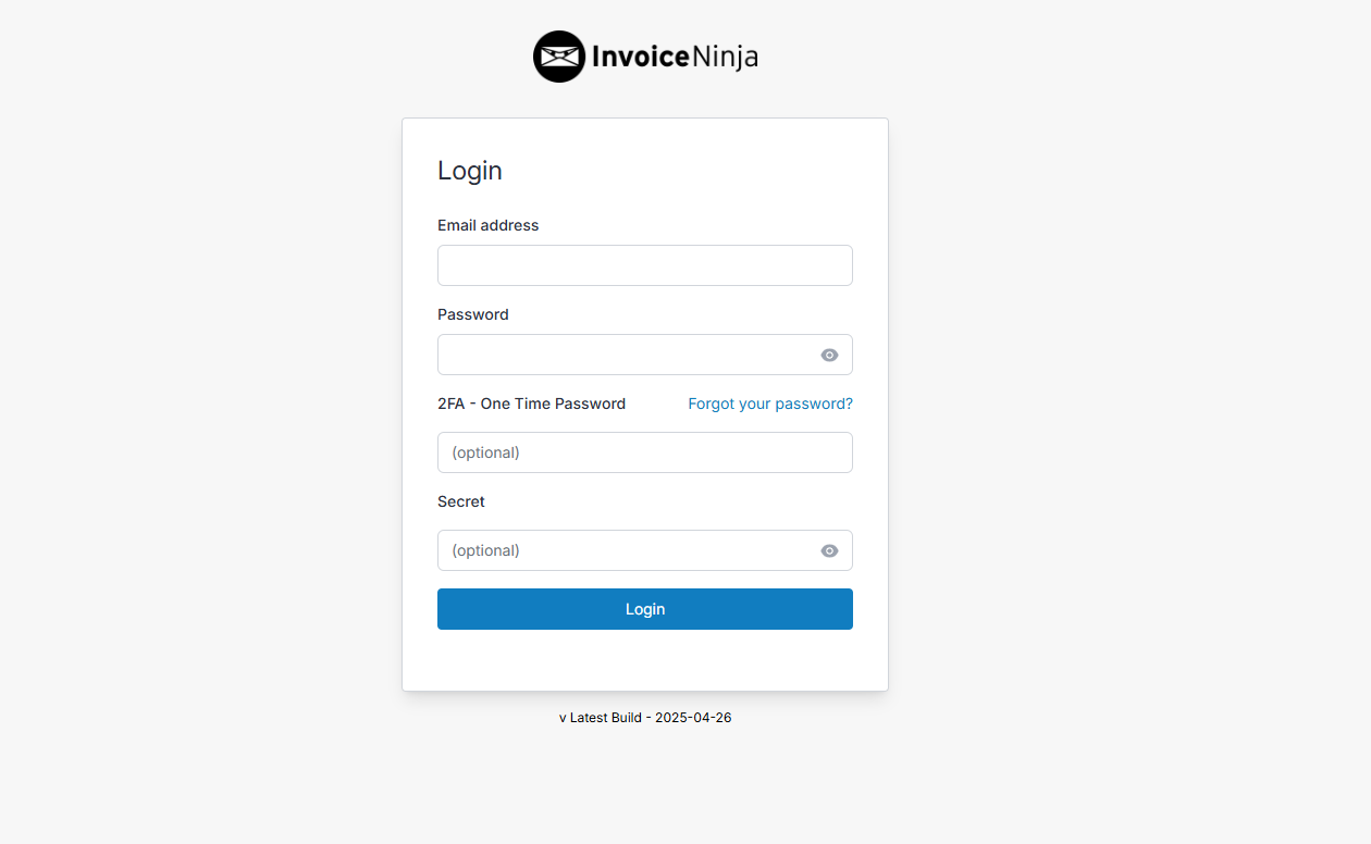 Login to Invoice Ninja