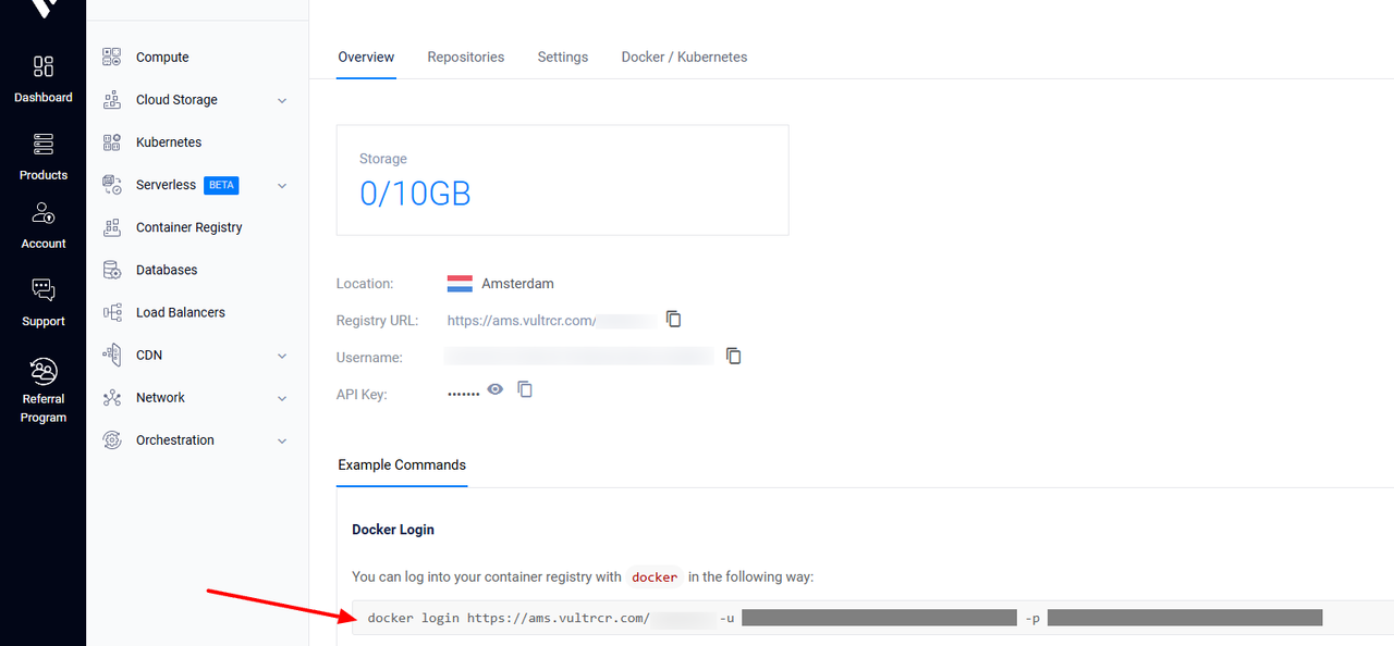 Set Up the Vultr Container Registry