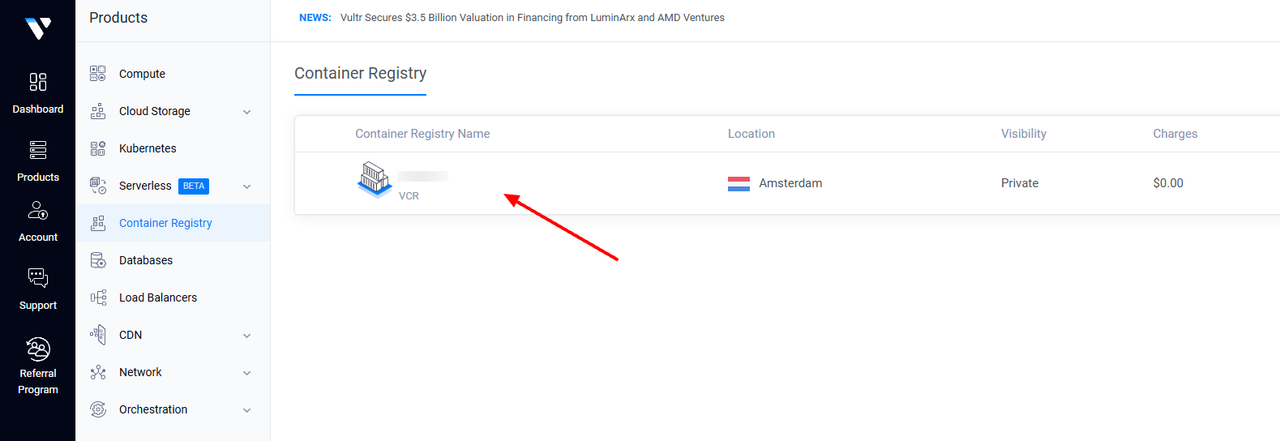 Set Up the Vultr Container Registry