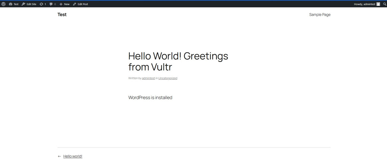Published Post on a WordPress Site