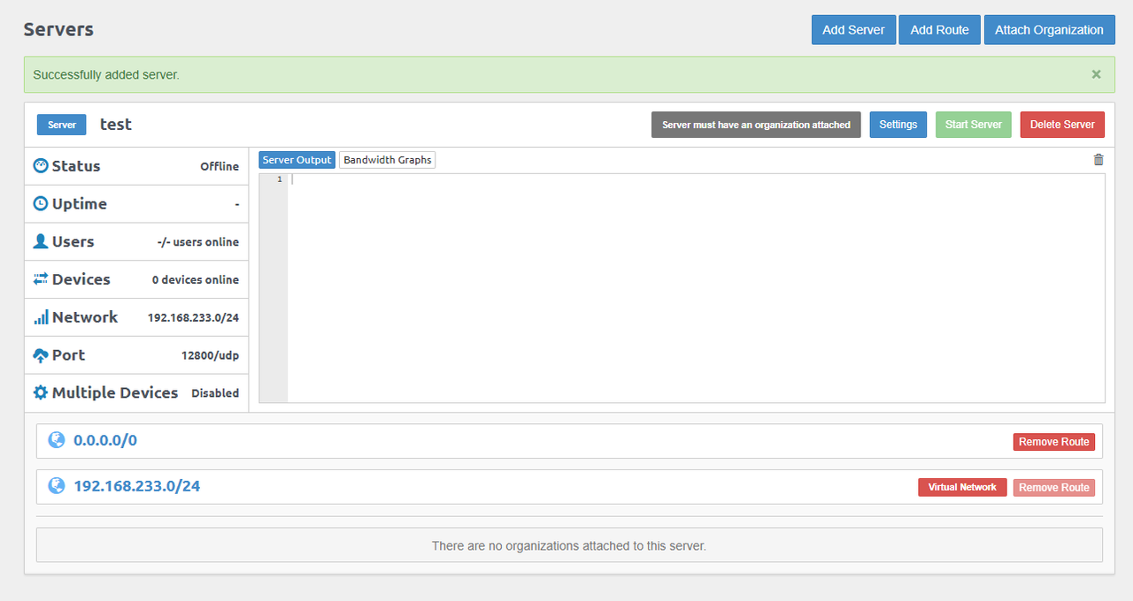 Verify new server page