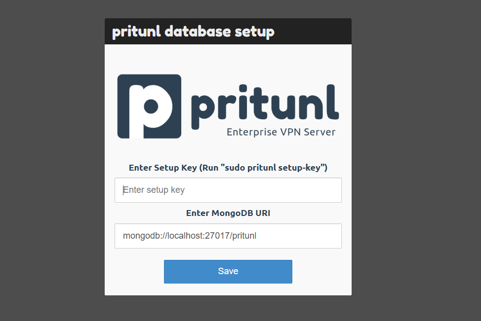 Enter Pritunl Setup Key