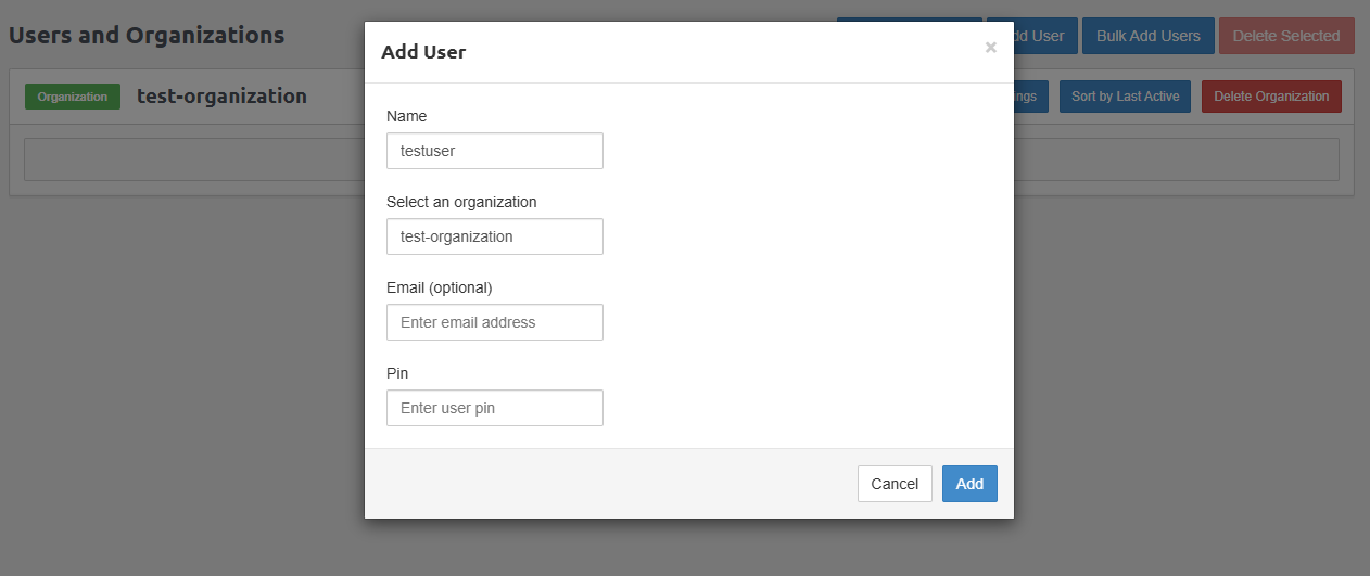 Fill in the new user information