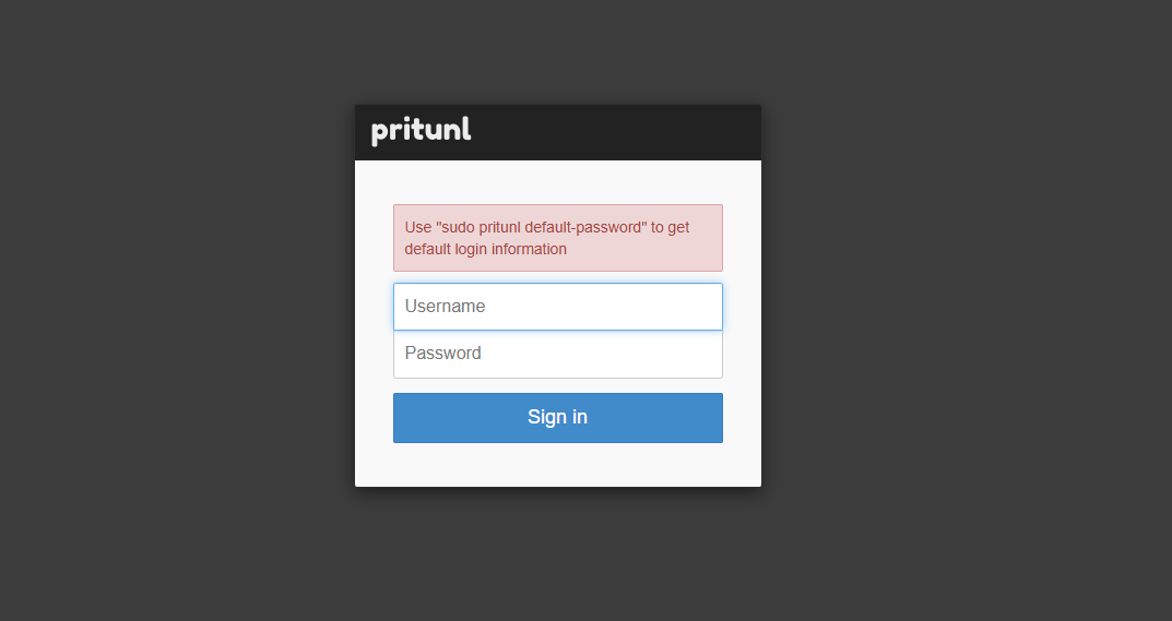 Enter Pritunl Password