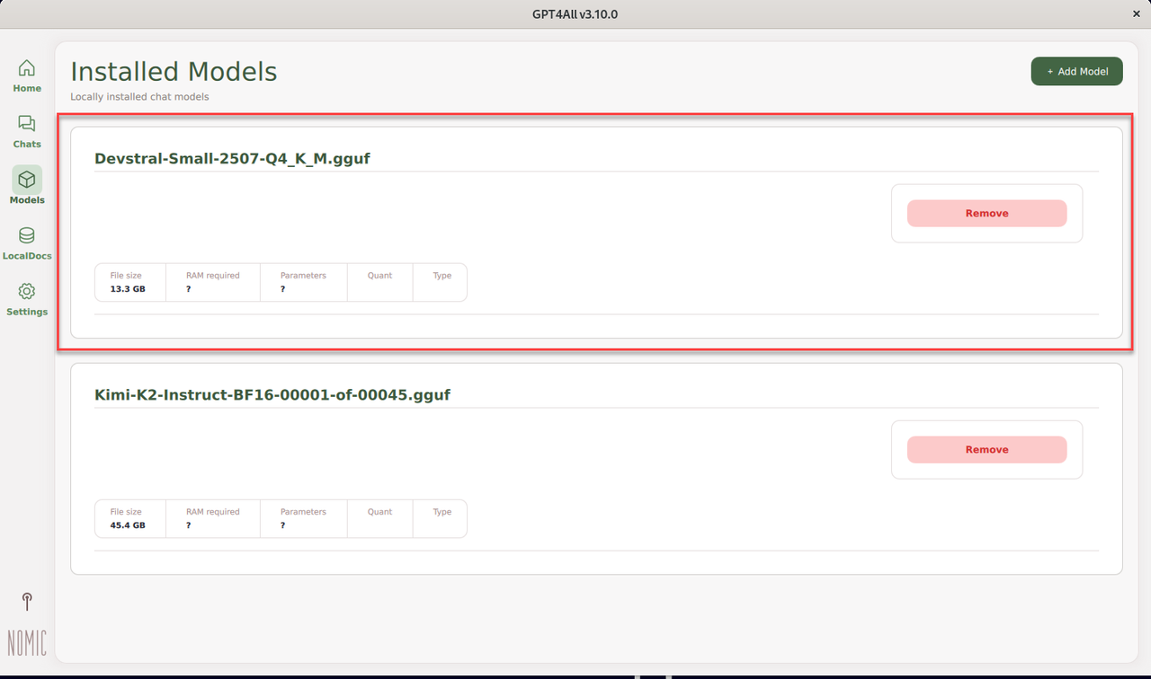 Open the Models Page in GPT4All