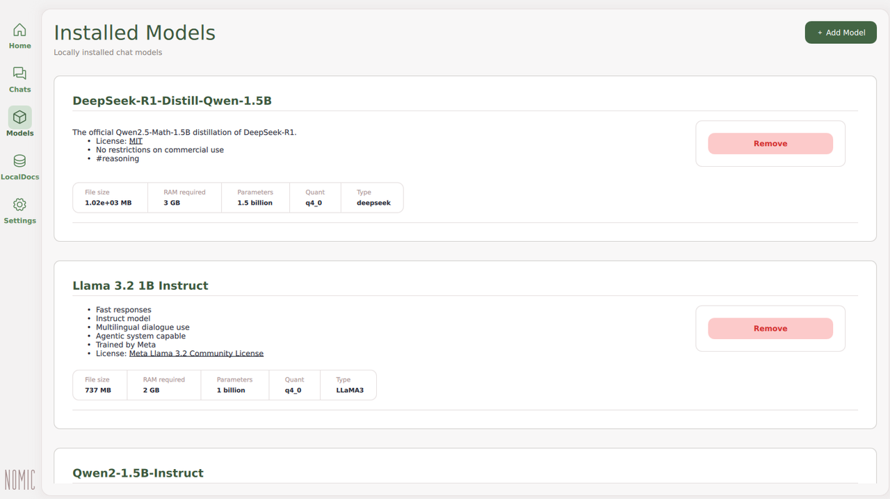 View the available models