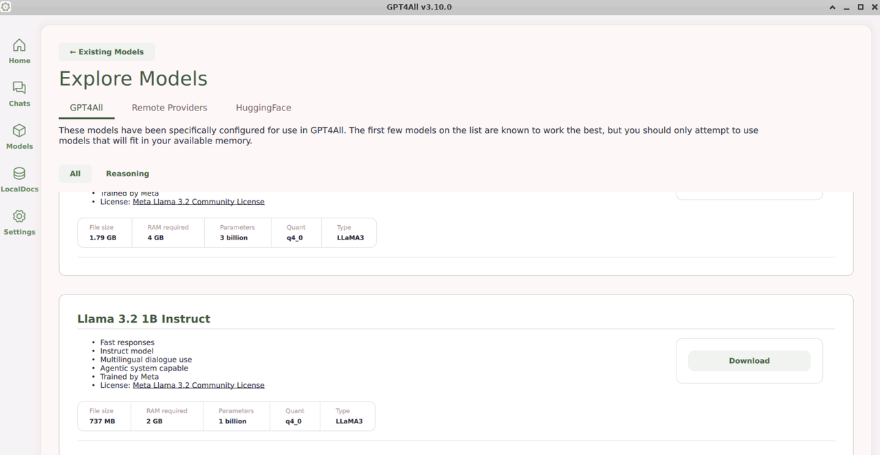 Search the available models
