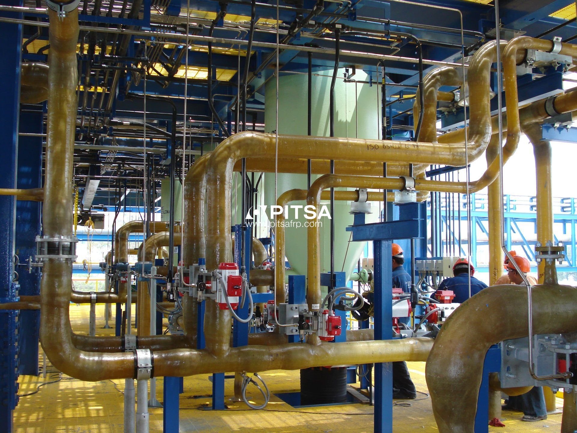 Isometric view of a complex FRP duct system installation.