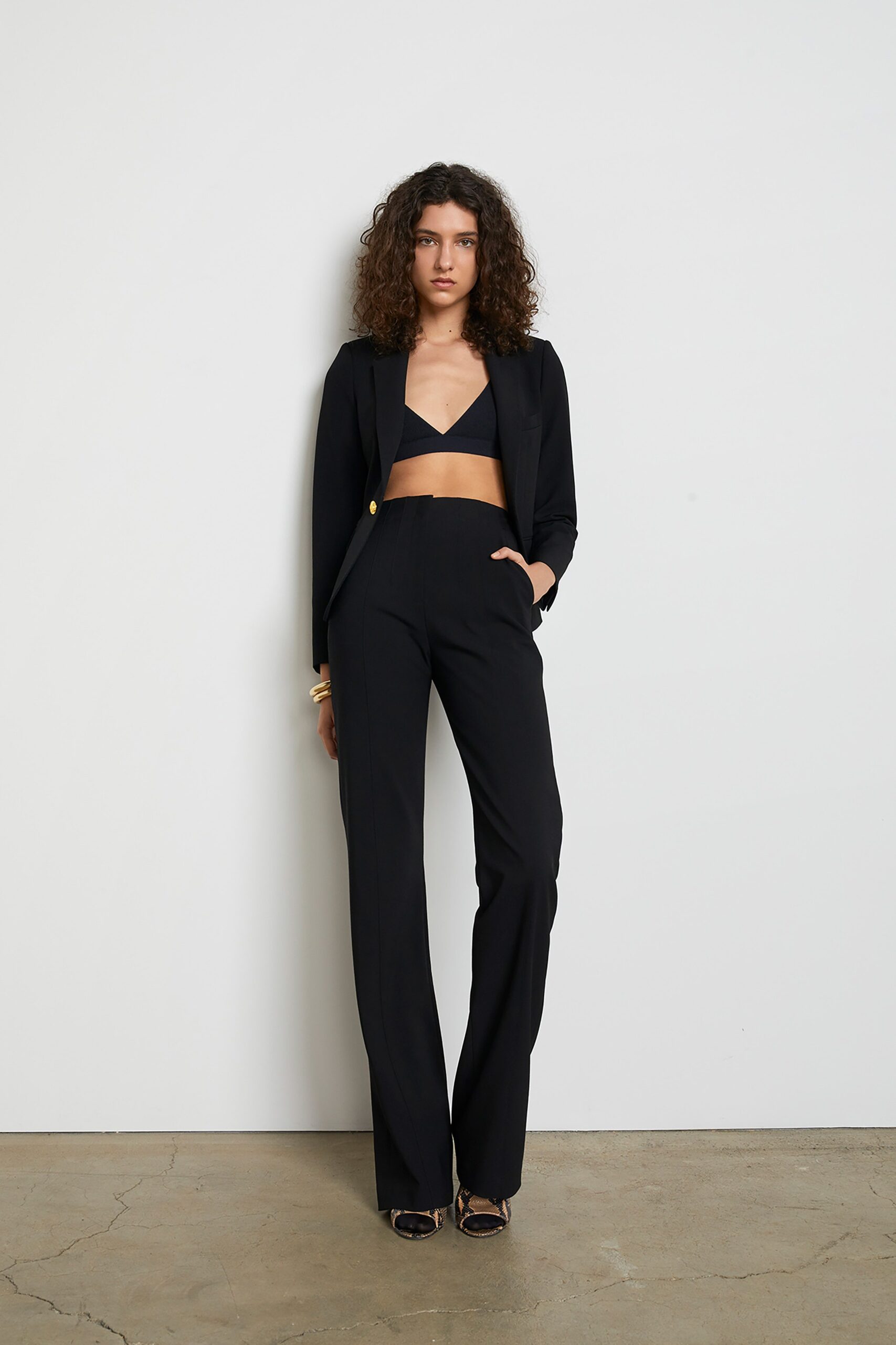 black tailored blazer with pants