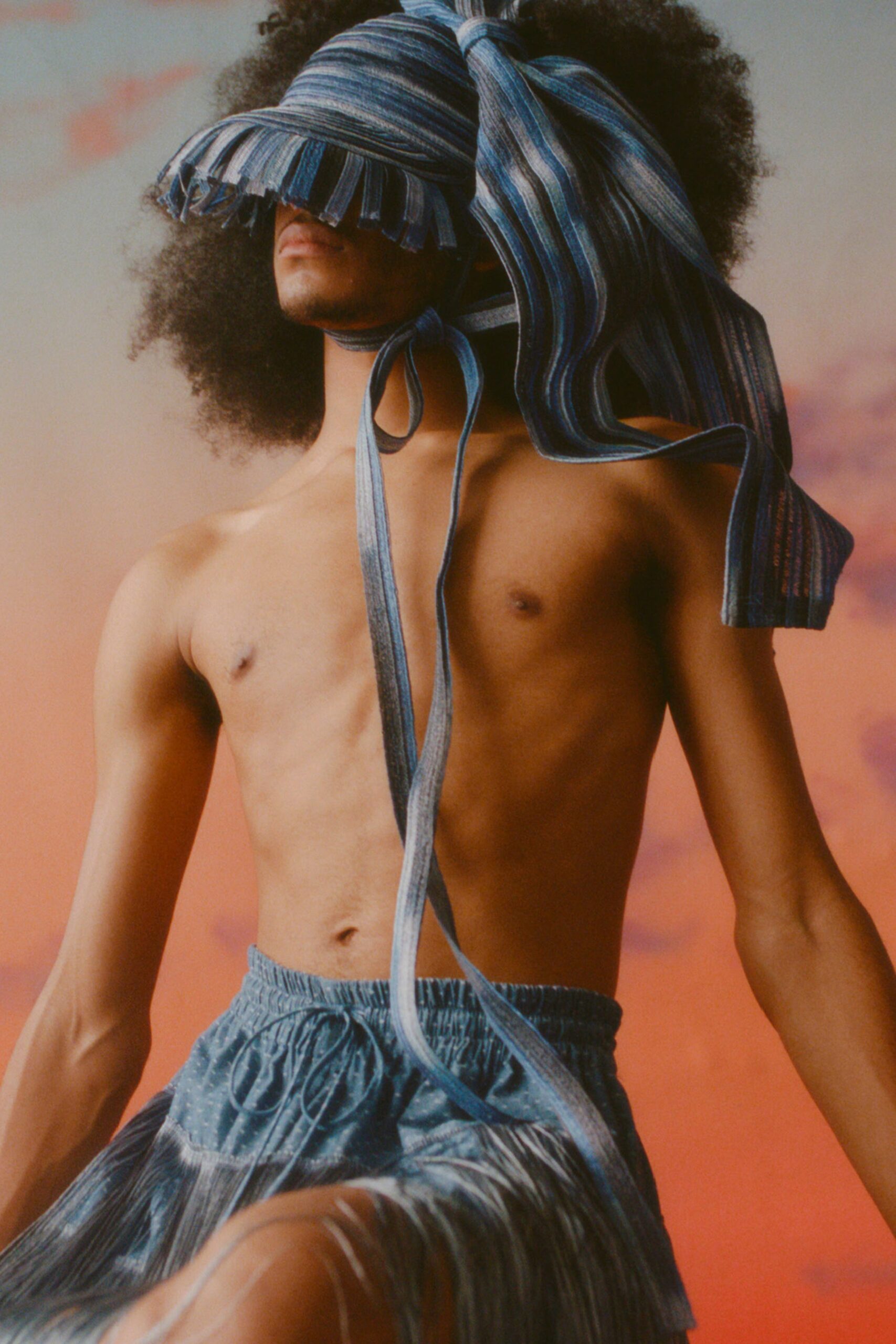 blue denim fringed skirt