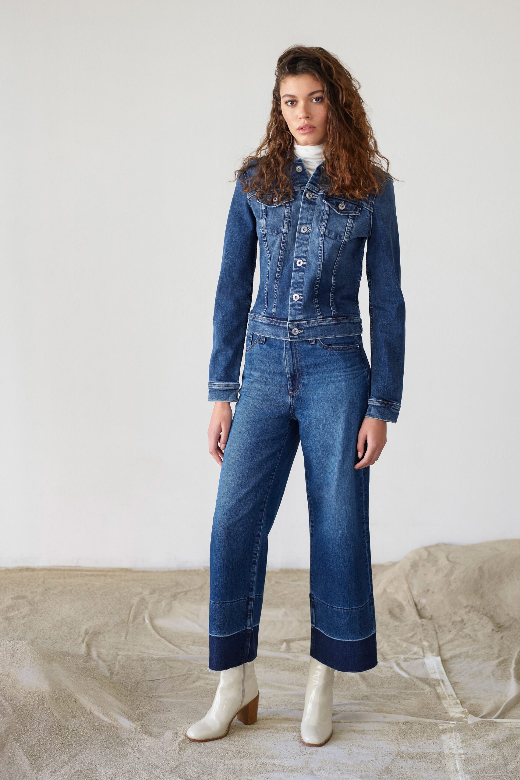 blue denim jacket and pants