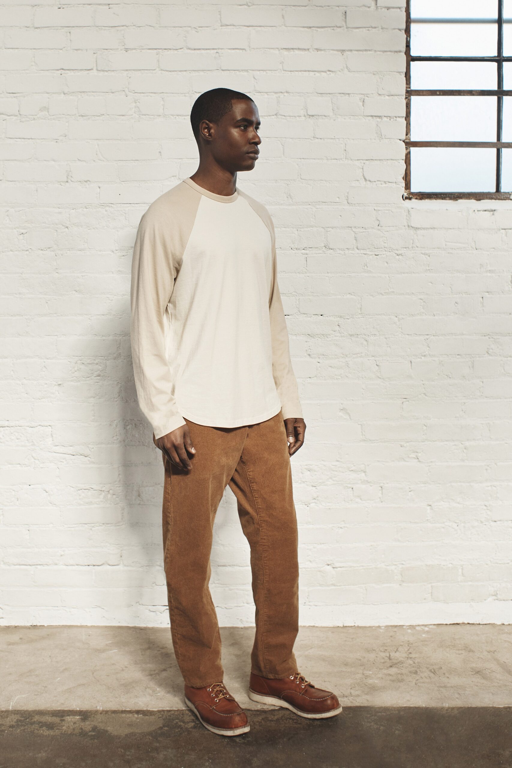 beige shirt and brown pants