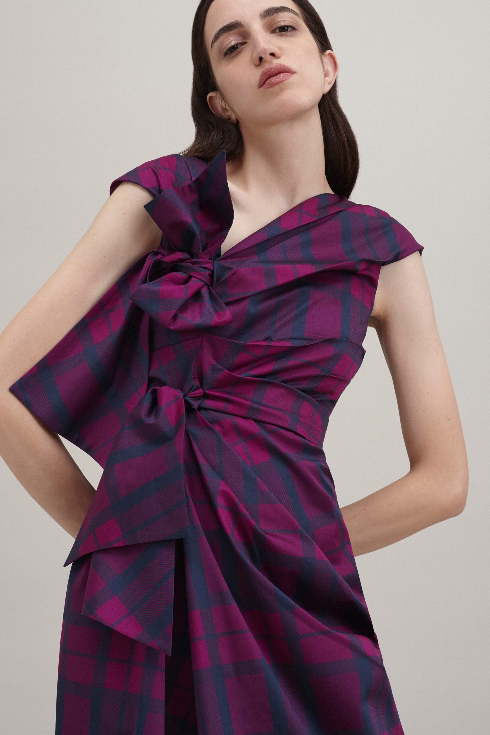 fitted purple cotton dress