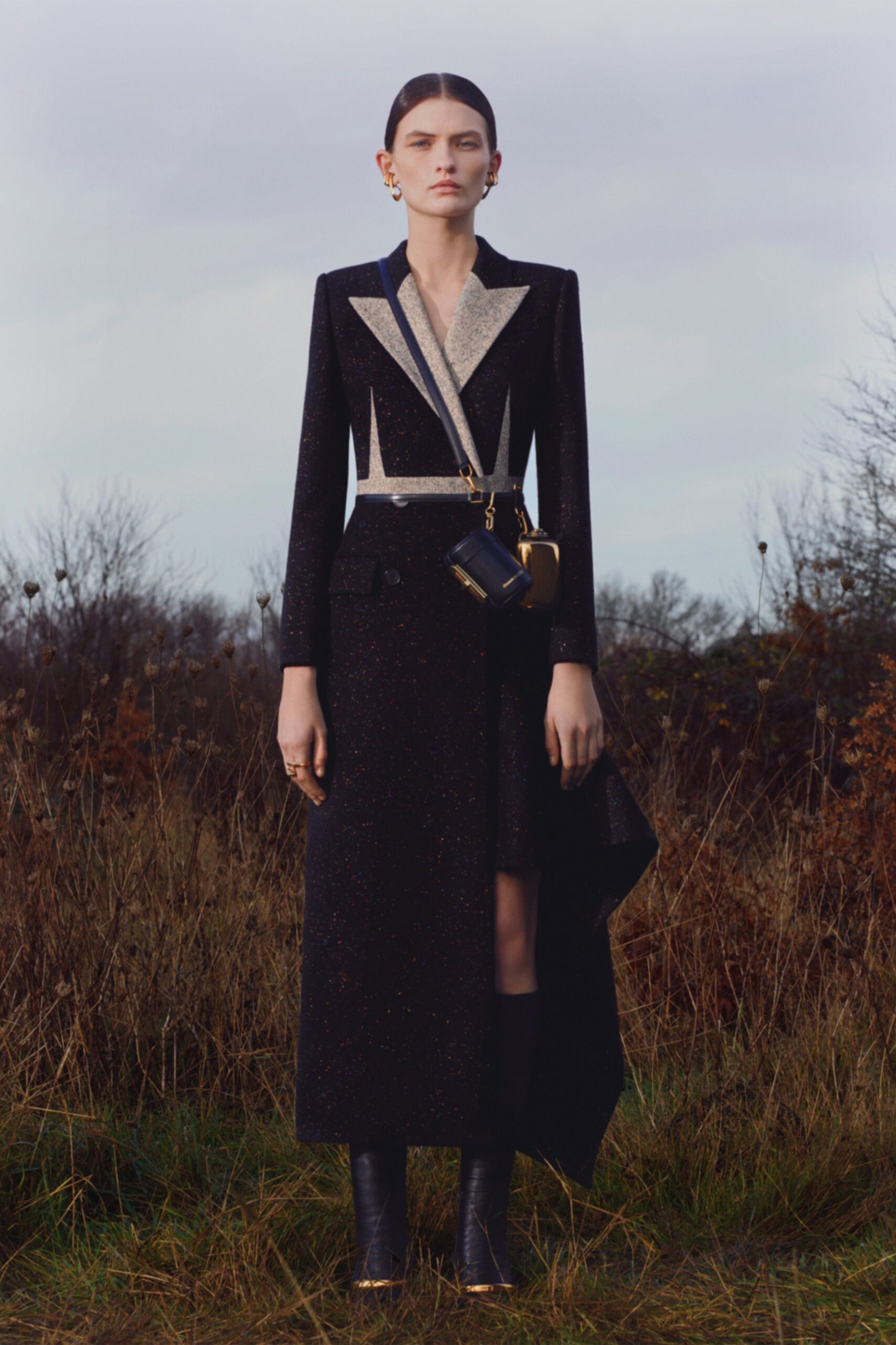 black silk fitted dress