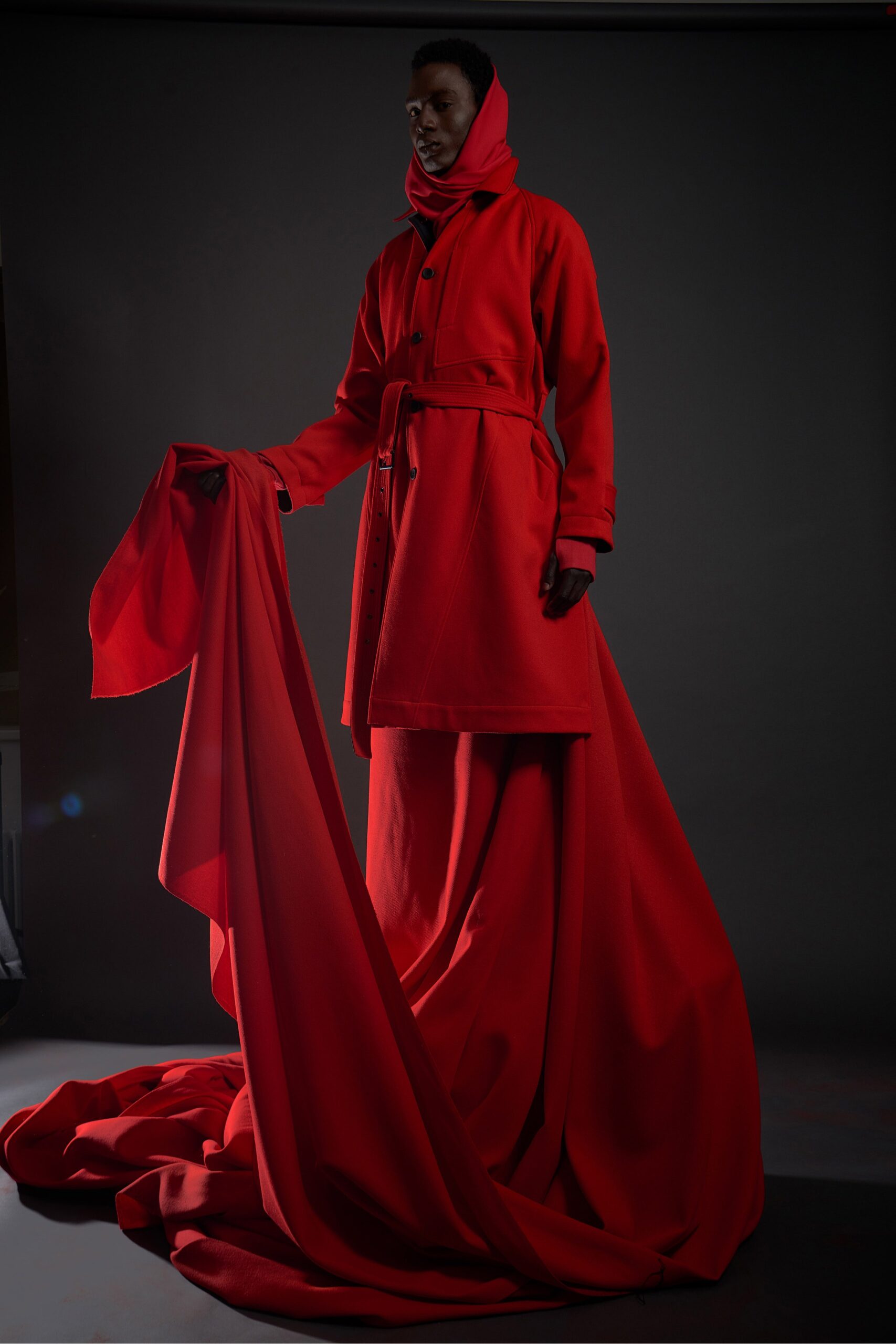 red wool coat and dress