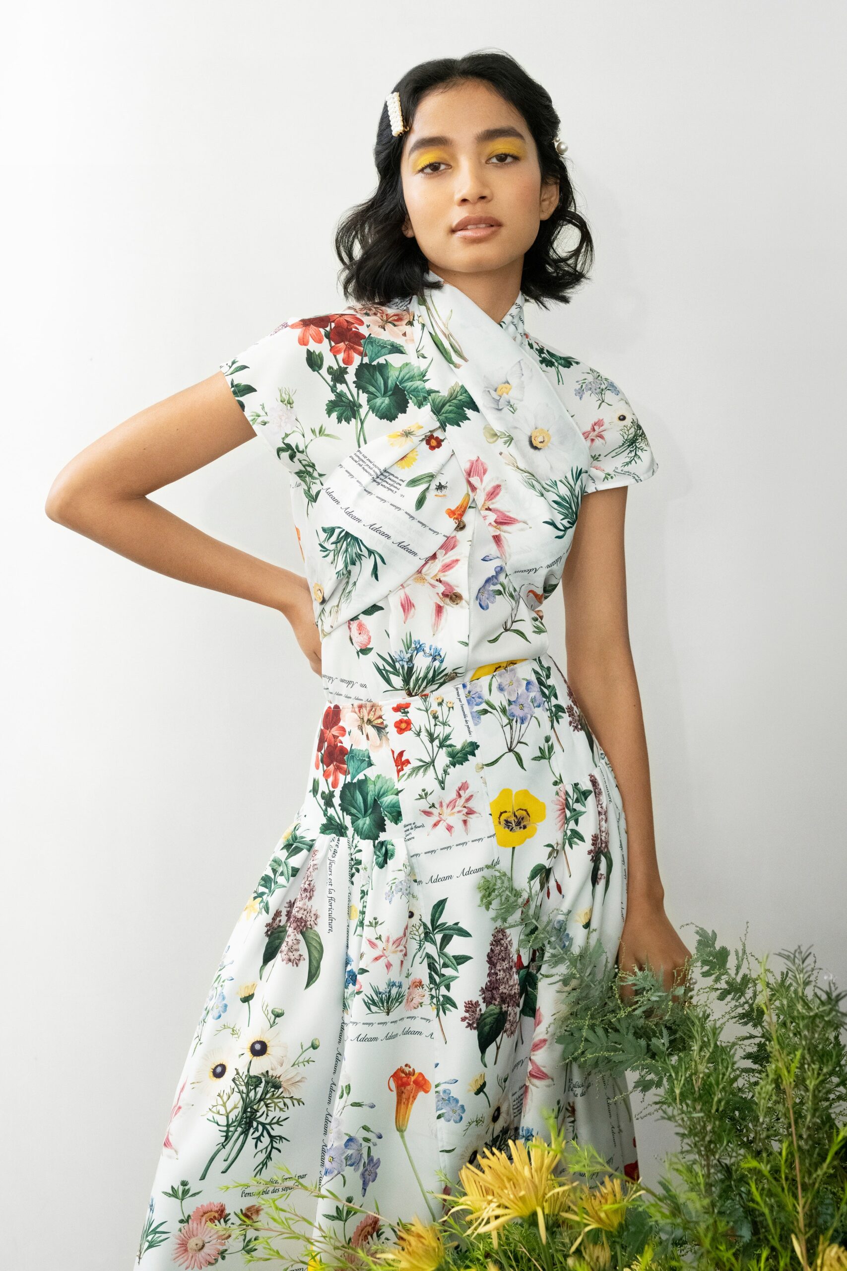 white floral printed midi dress