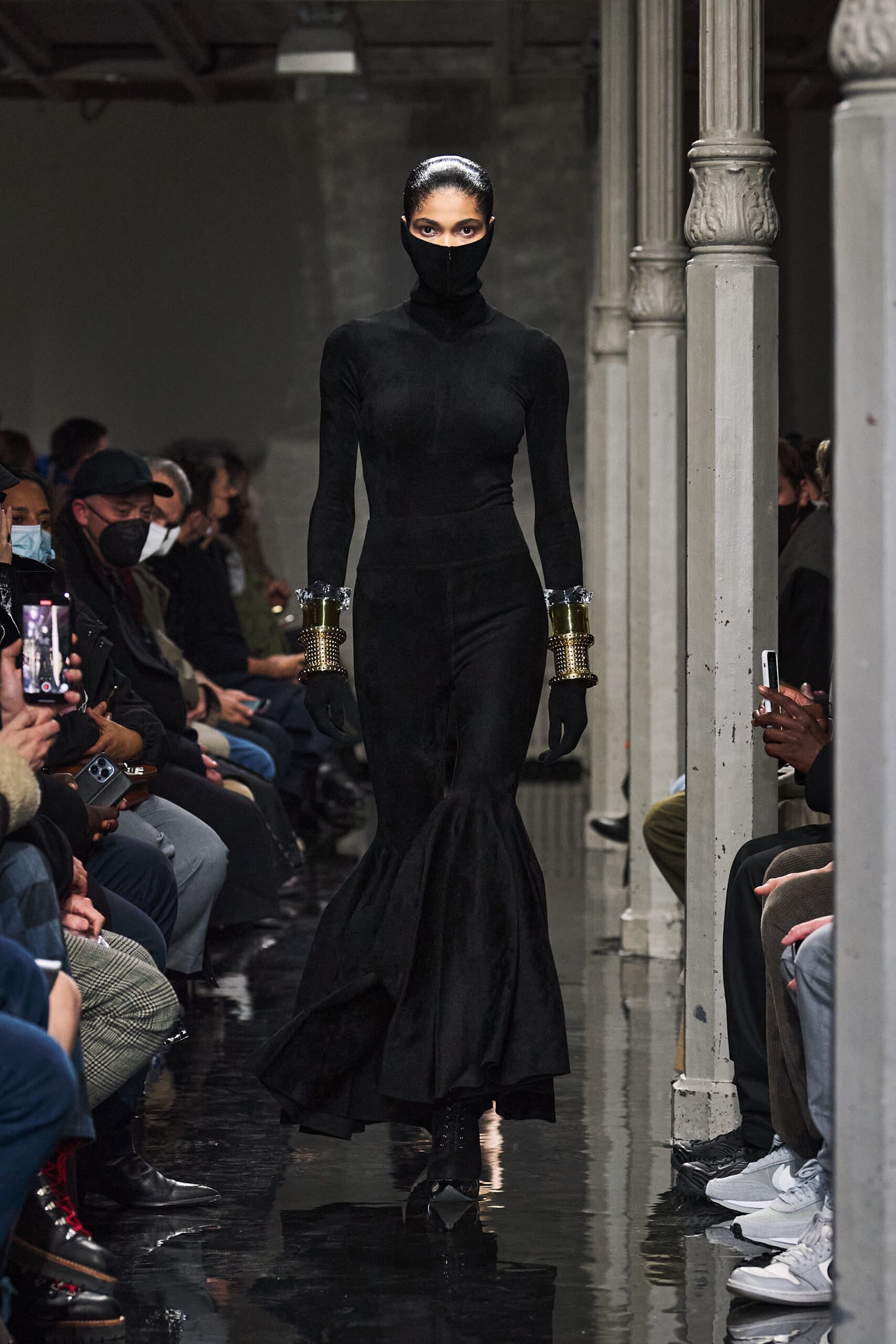 black velvet fitted gown