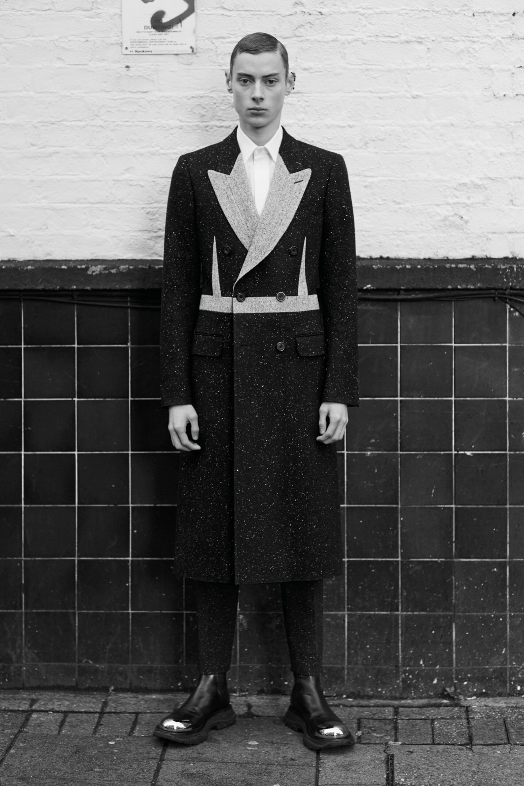 tailored black wool coat