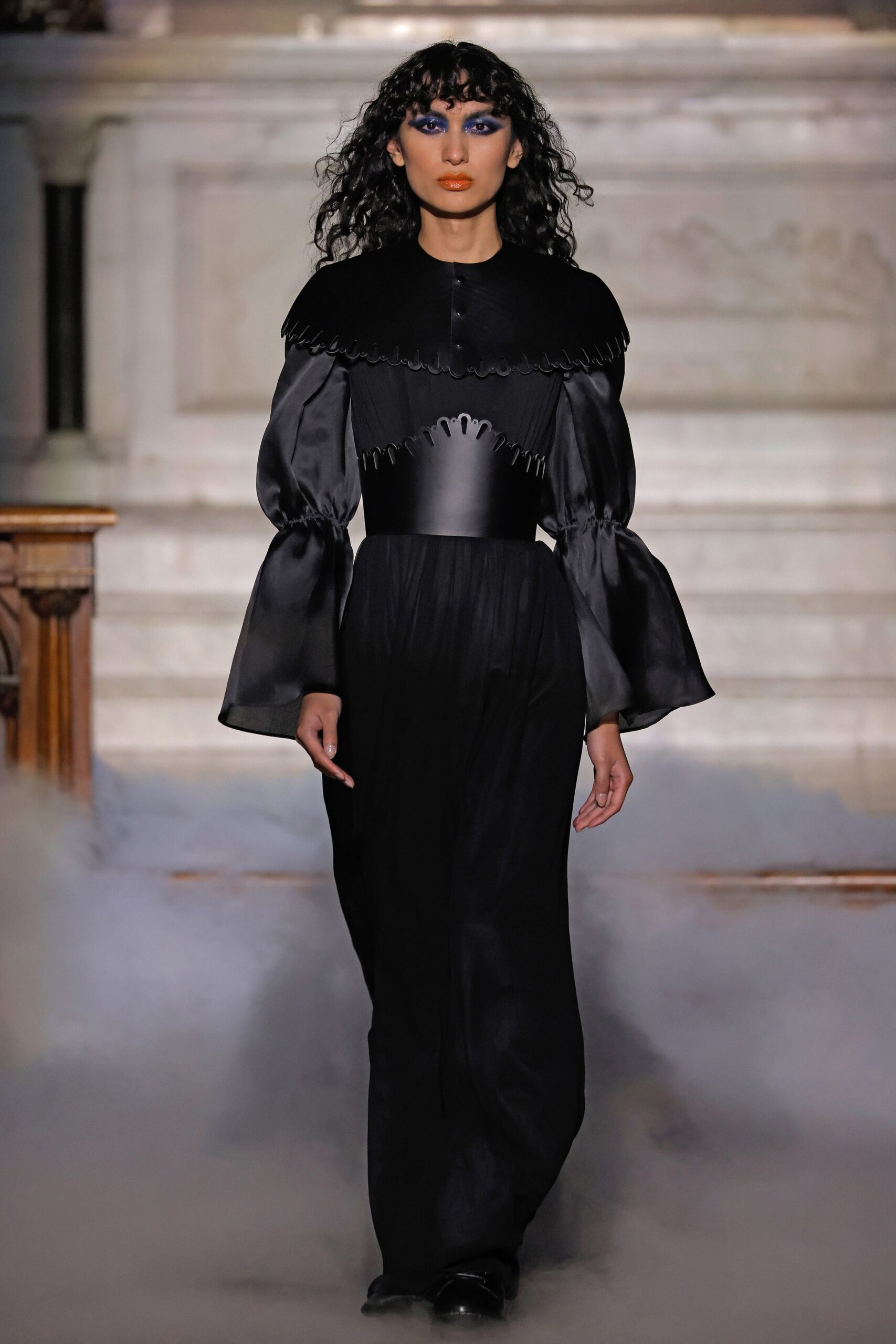 black silk fitted dress