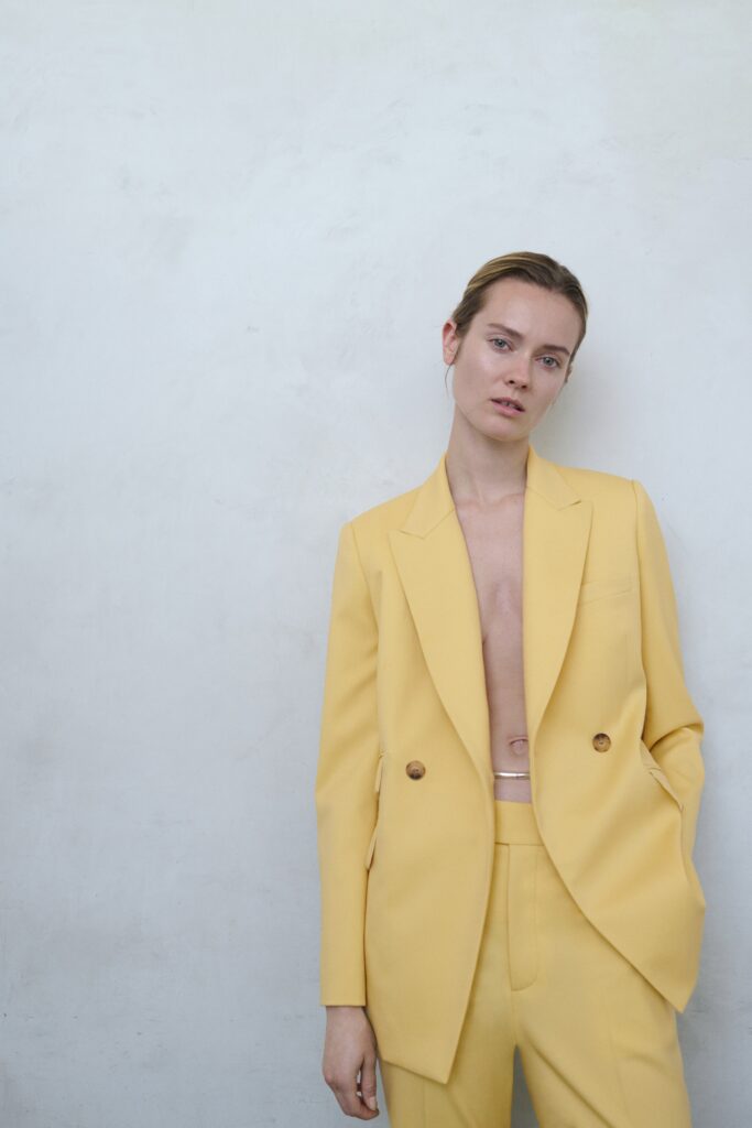 tailored yellow suit